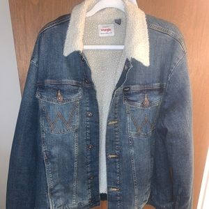 Mens fleece wrangler jean jacket
